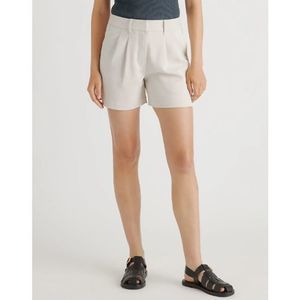 Quince Women's Stretch Crepe Pleated Short Cream 12